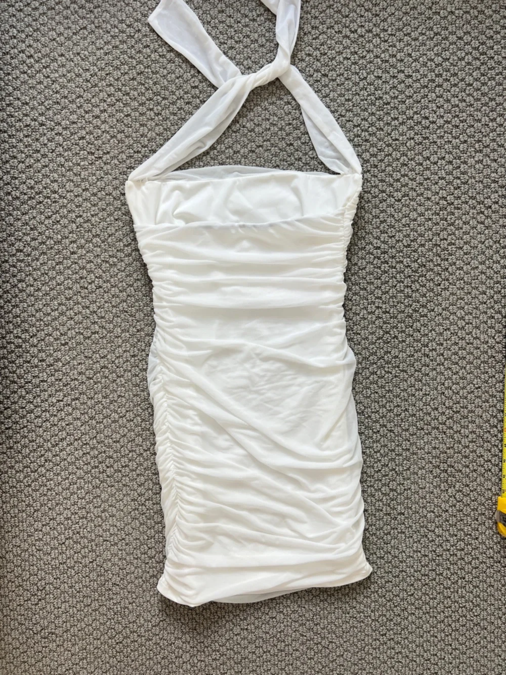 White Ruched Bandeau Dress with Halter Tie - Womens size medium - Picture 4 of 6